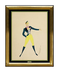 ERTE Original Gouache Painting Authentic Signed Deco Artwork Male Costume Design