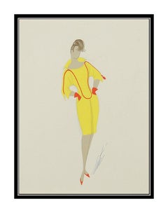 Erte Original Gouache Painting Folies Costume Design Signed Authentic Artwork