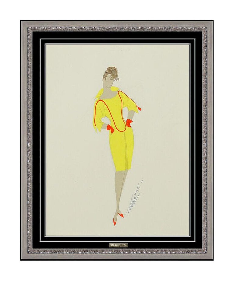 Erté Erte Original Gouache Painting Folies Costume Design Signed