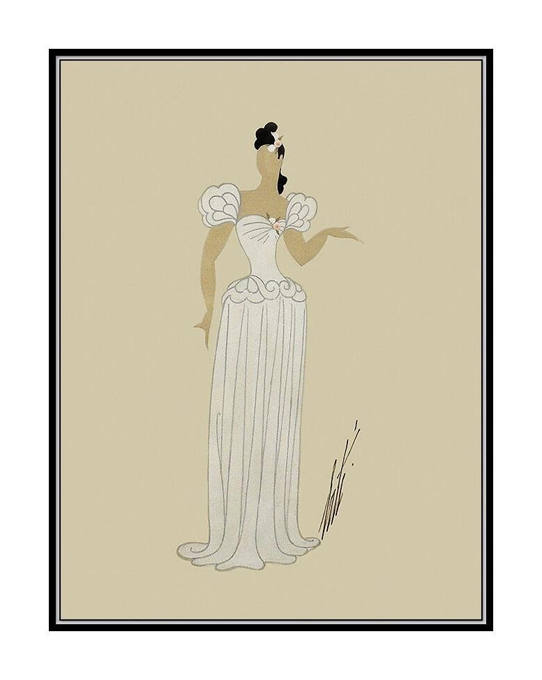 ERTE Original Gouache Painting Hand Signed Paris Oprea Costume Dress Design Deco - Print by Erté