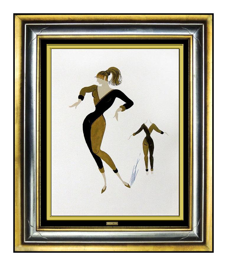 Erté Figurative Painting - ERTE Original Painting Signed Gouache Artwork Costume Dress Design Moulin Rouge