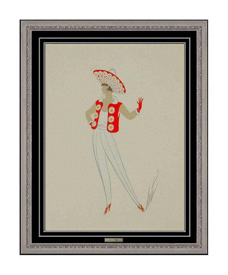 Erté Erte Rare Male Costume Design Original Gouache Art Deco Painting