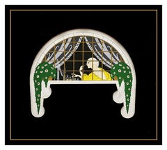 ERTE Rare Original SIGNED ART DECO Set Design Serigraph Costume Framed Painting