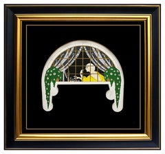 ERTE Rare Original SIGNED ART DECO Set Design Serigraph Costume Framed Painting