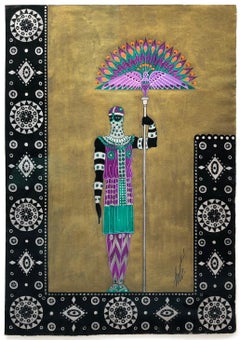 La Princesse Lointaine: Porteurs d' Eventails (original gouache on paper)