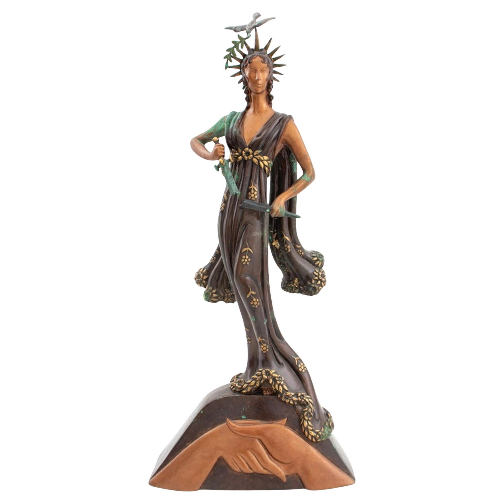 Erte "Peace" Patinated Bronze Sculpture, 1984
