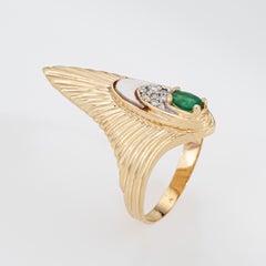 Anillo «Rayonnement» de Erte Peacock, edición limitada, con esmeraldas y diamantes, estilo vintage, en oro de 14k