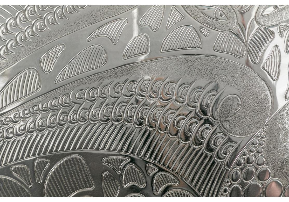 20th Century Erte Peacock Silver Plate Serving Tray For Sale