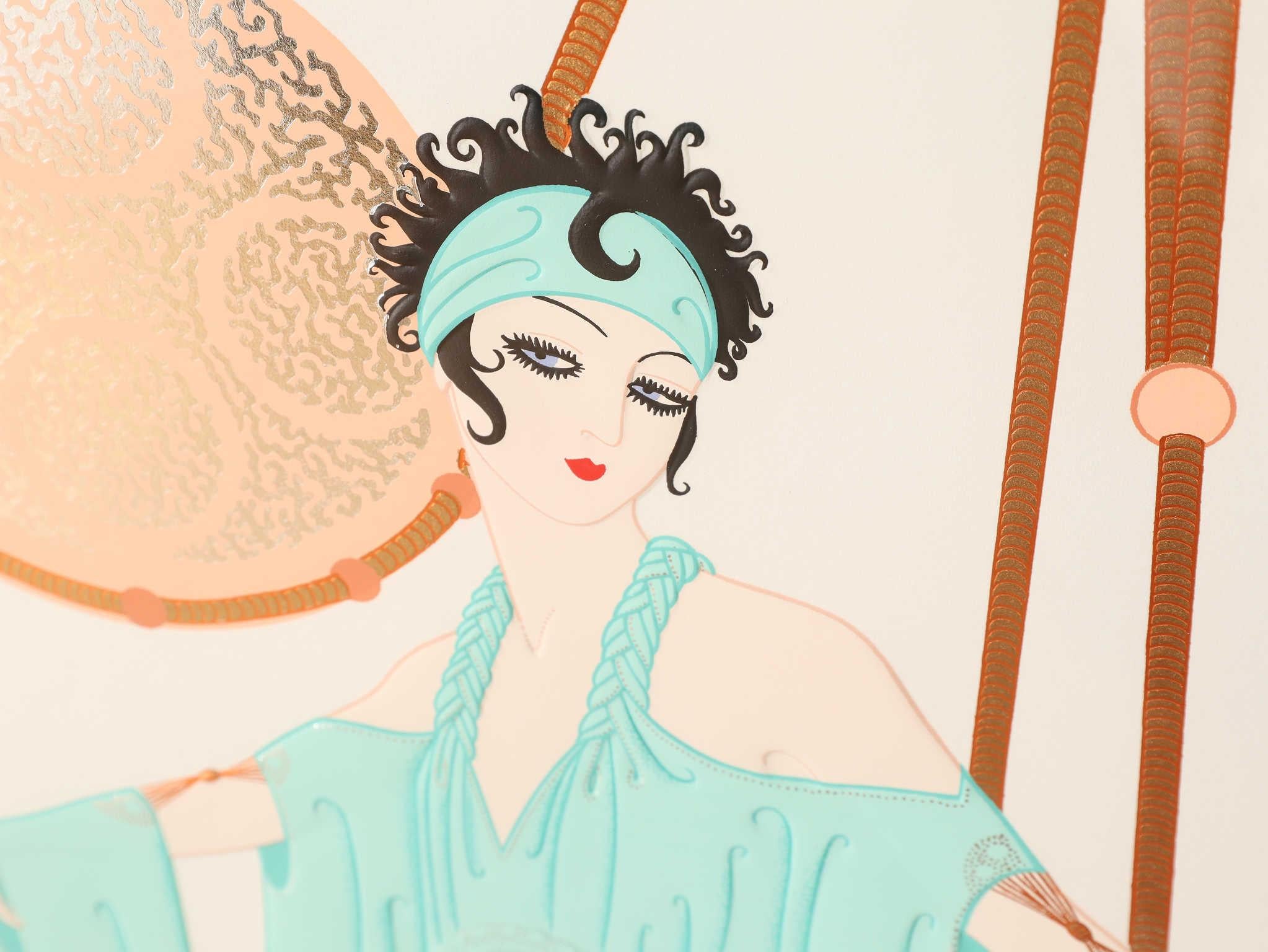 American Erte Pillow Swing Serigraph 1990's For Sale