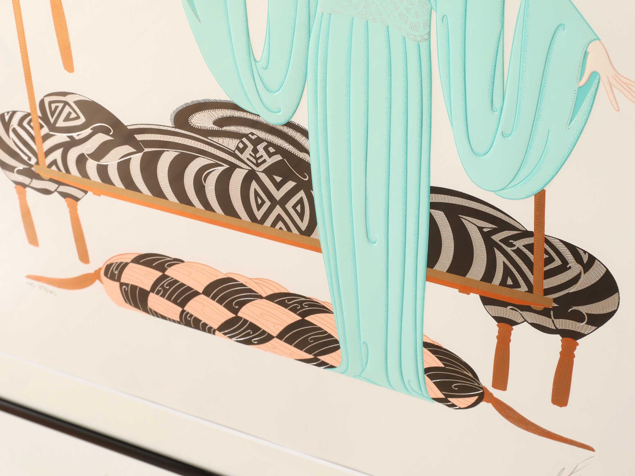 Erte Pillow Swing Serigraph 1990's In Good Condition For Sale In Shibuya-ku, 13