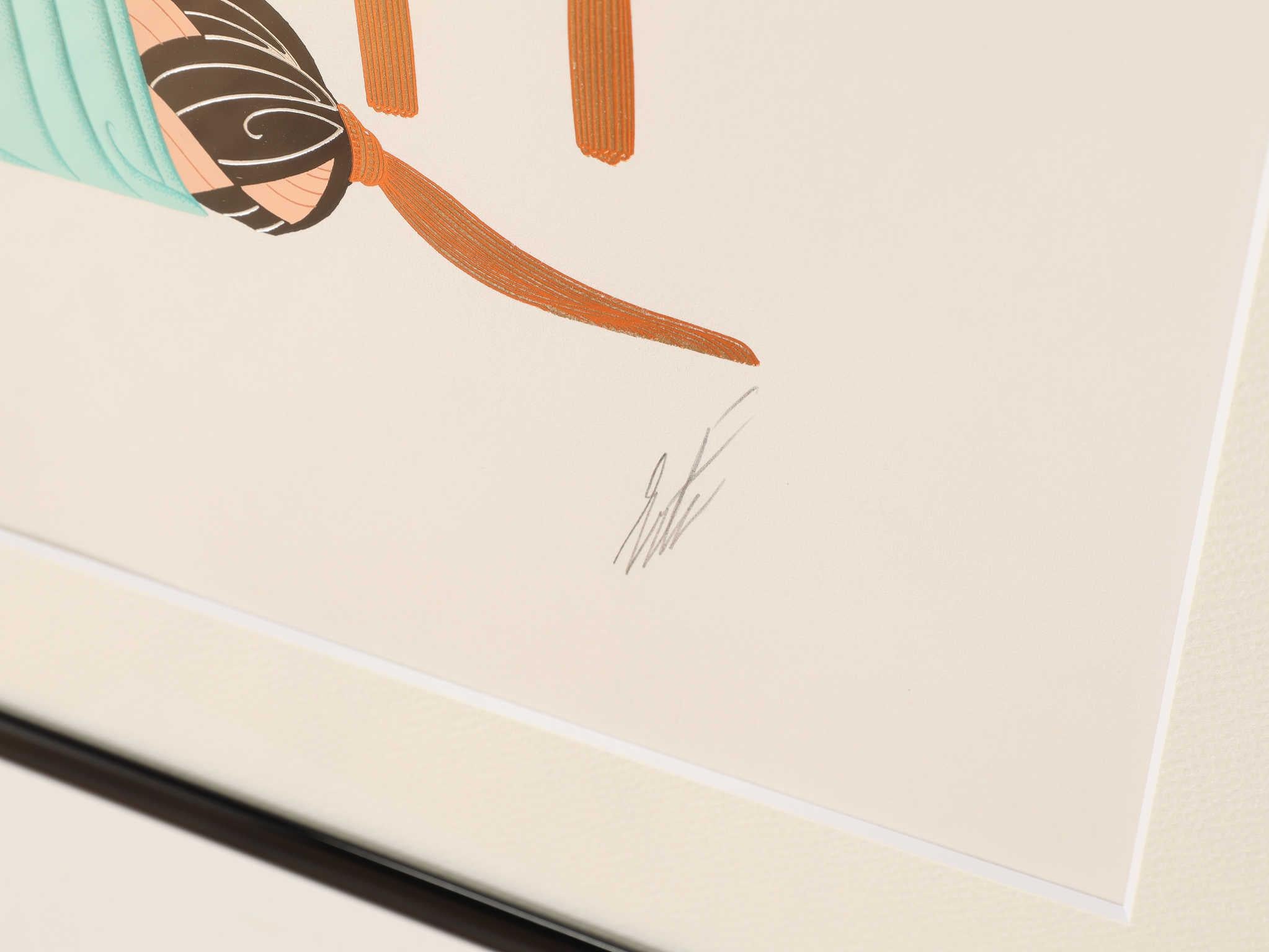 Late 20th Century Erte Pillow Swing Serigraph 1990's For Sale