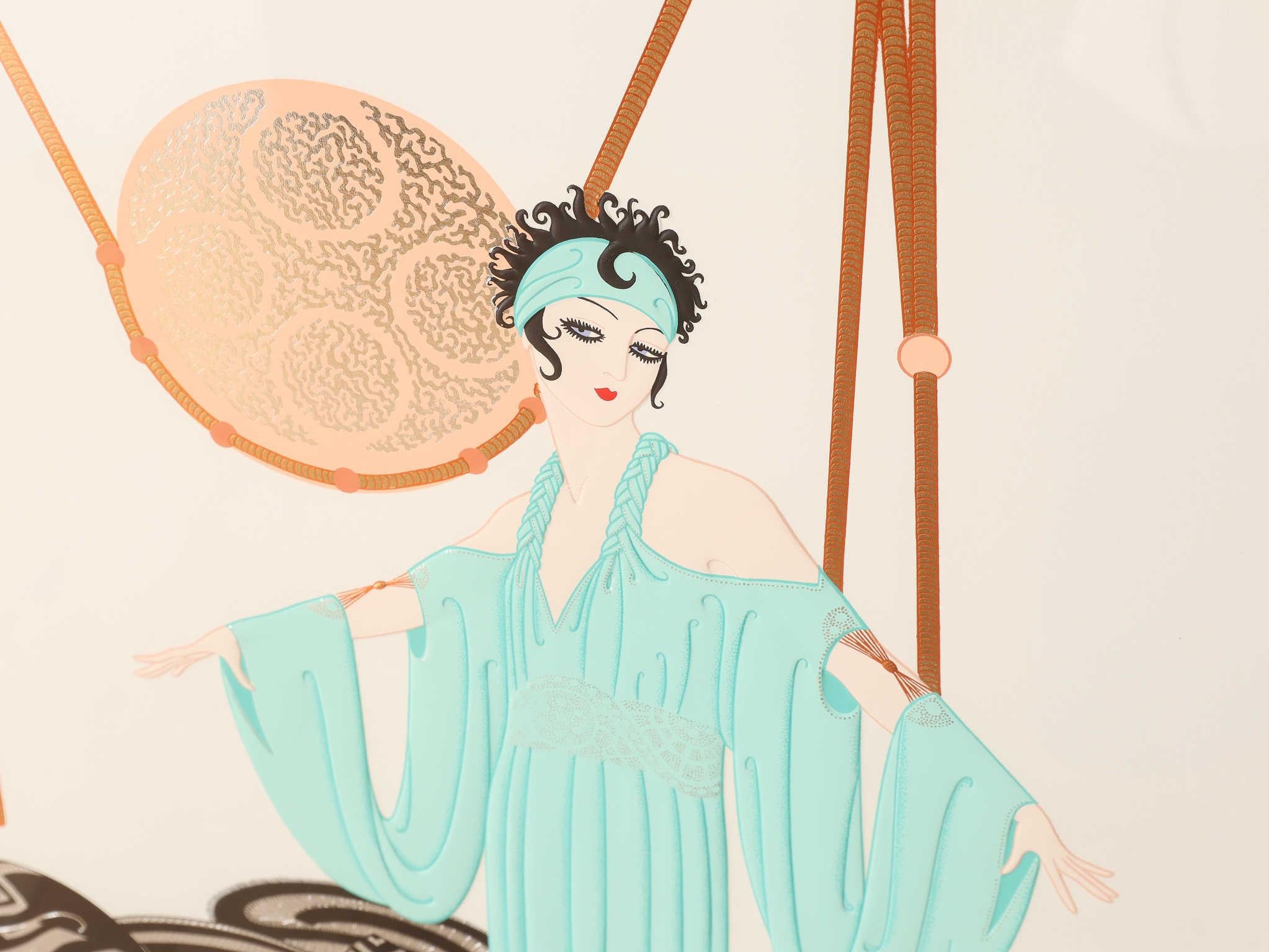Erte Pillow Swing Serigraph 1990's For Sale 1