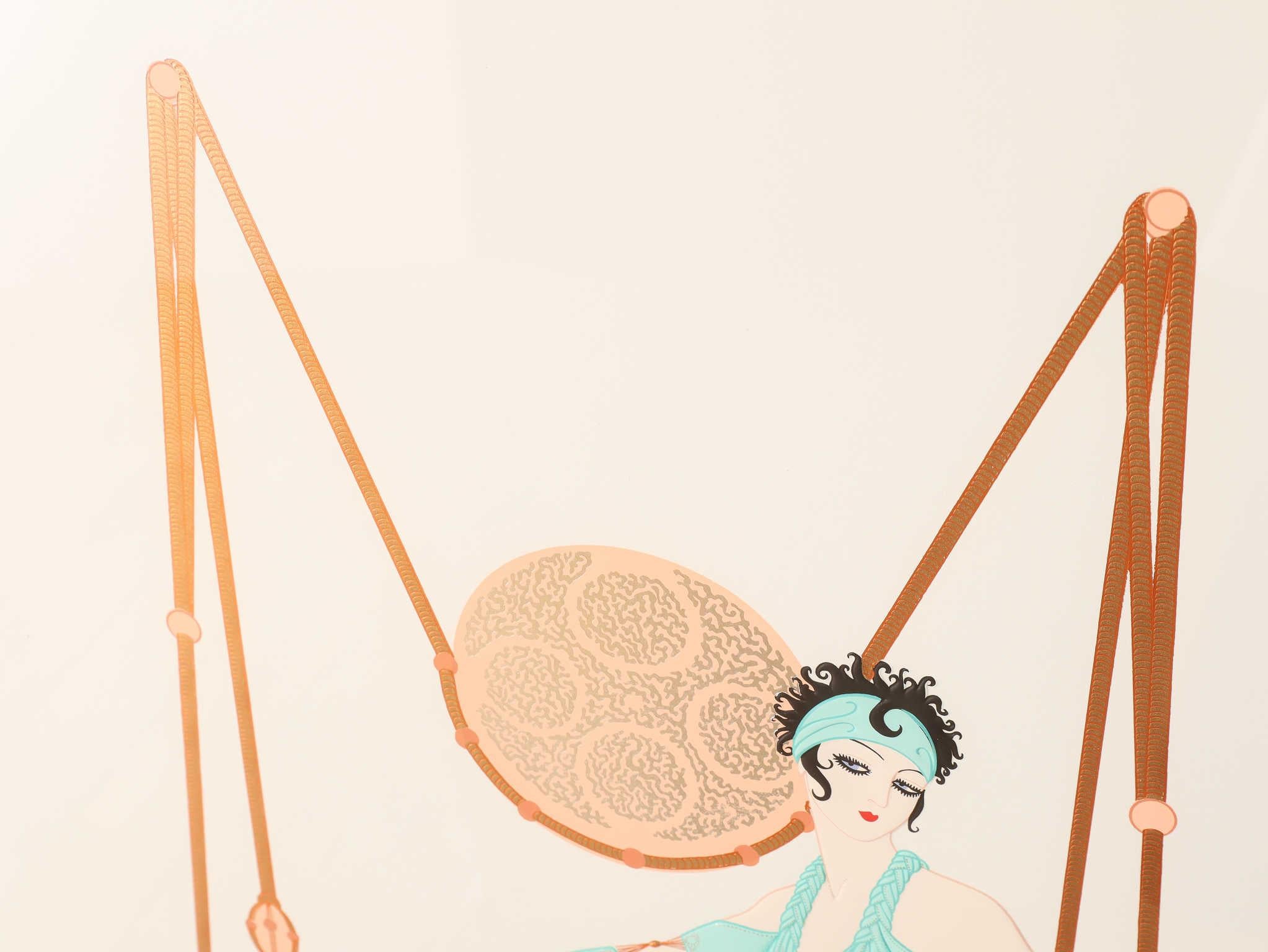 Erte Pillow Swing Serigraph 1990's For Sale 2