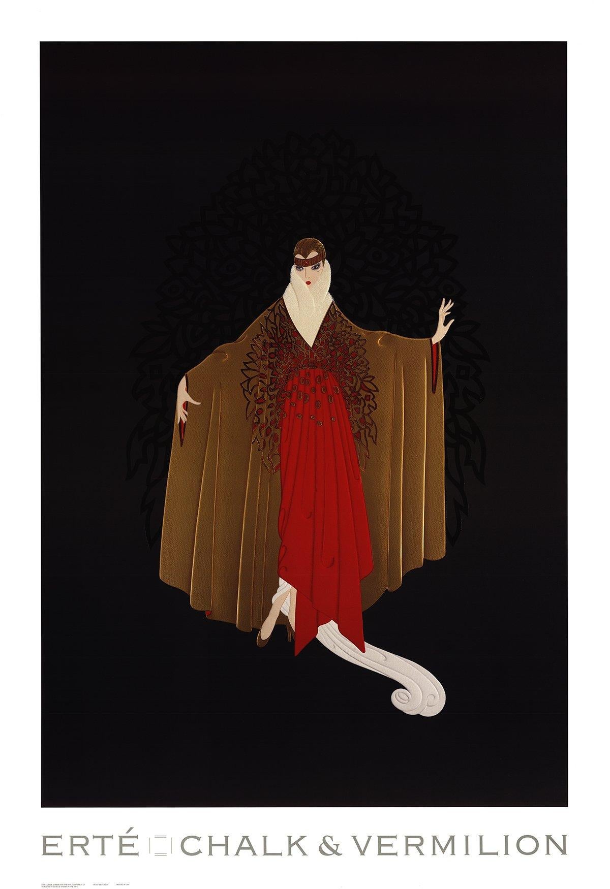 1993 After Erte 'Place De L'Opera' Art Deco Black, Brown, Red Offset Lithograph - Print by Erté