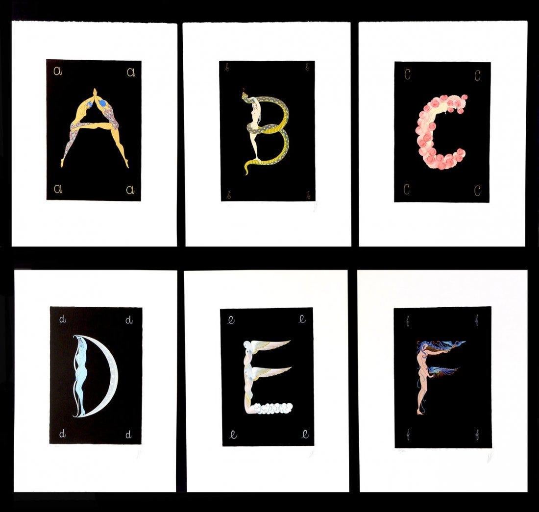 Erté Figurative Print – Portfolio Alphabet Suite