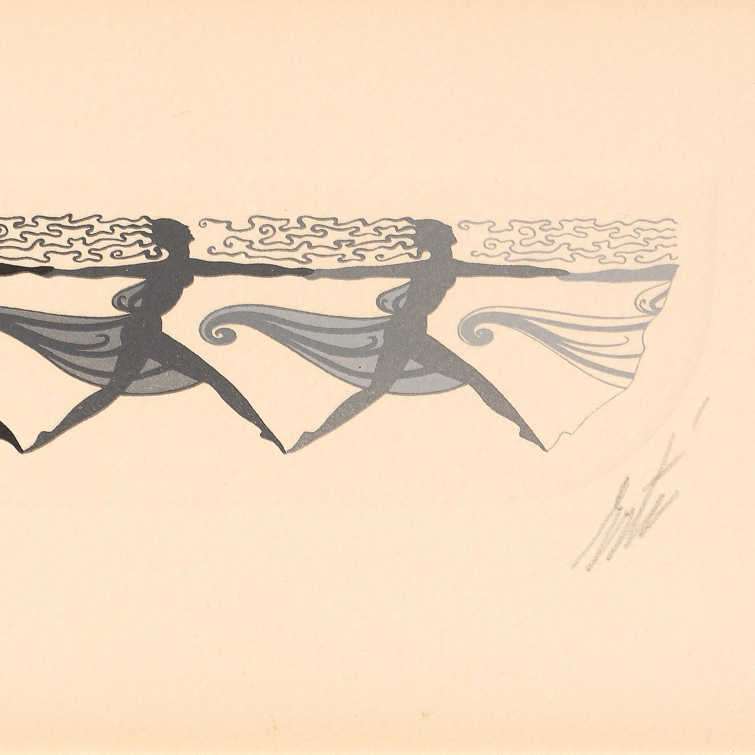 Art Deco Serigraph entitled Dancers by Erté For Sale 5