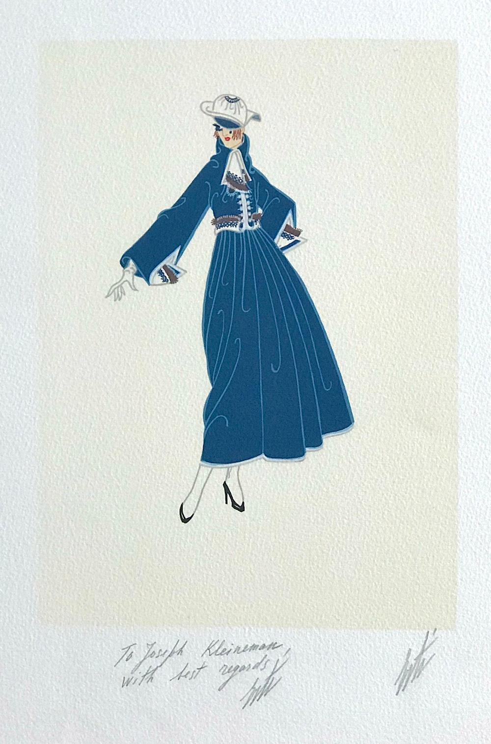 Litografia firmata BON SOIR, illustrazione di moda anni '20, ritratto Art Deco - Print di Erté