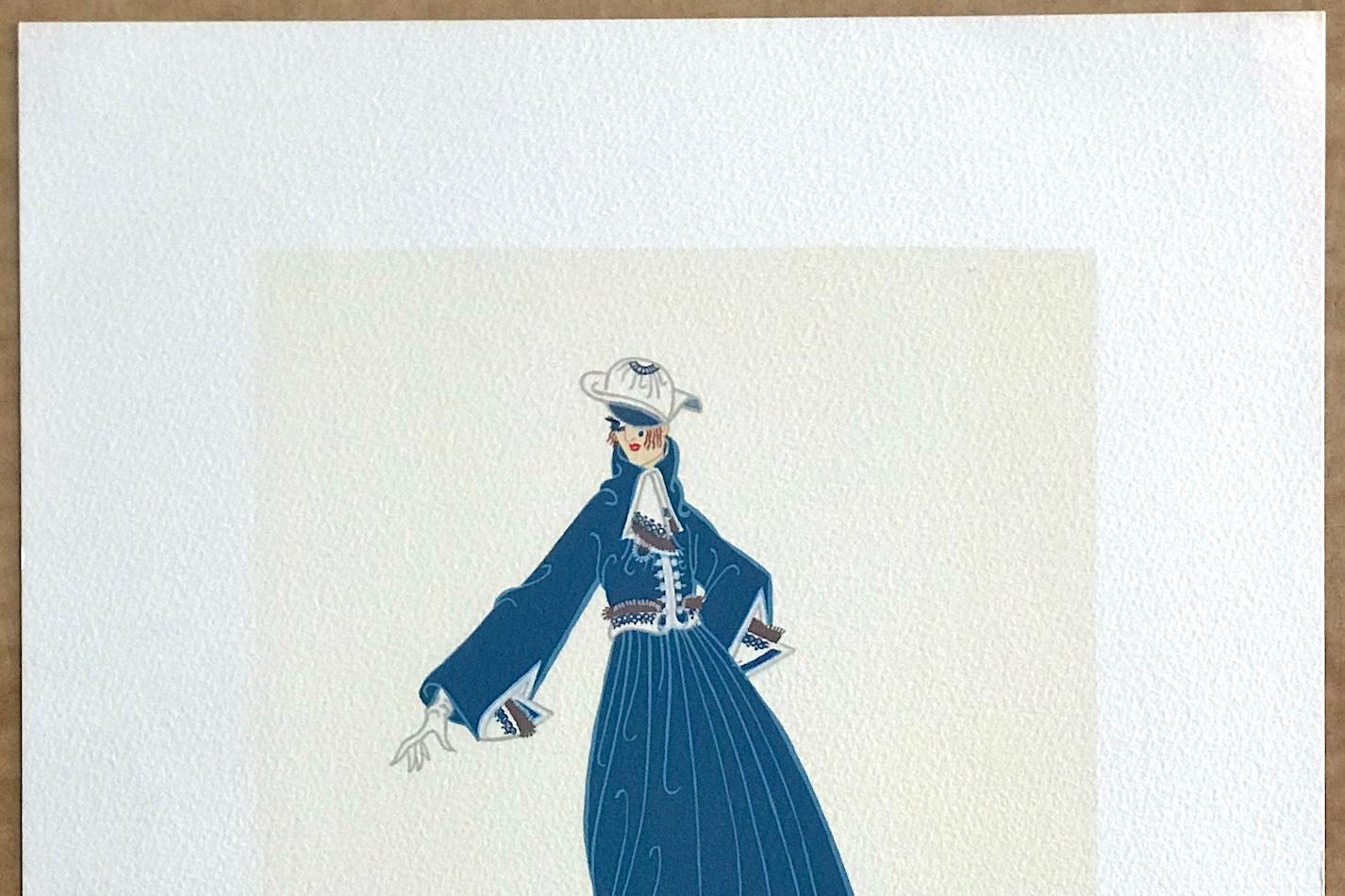 Litografia firmata BON SOIR, illustrazione di moda anni '20, ritratto Art Deco in vendita 1