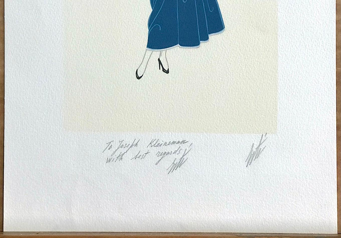Litografia firmata BON SOIR, illustrazione di moda anni '20, ritratto Art Deco in vendita 2
