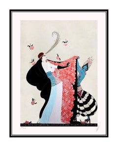 Erte Art Deco Serigraph Flowering Cape Rare Original Set Designed Signed Artwork