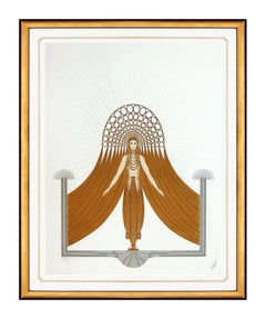 Erte Circe Embossed Color Serigraph Dress Design Hand Signed Fashion Art Deco