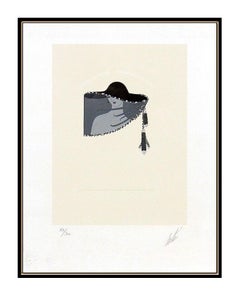 ERTE Color Lithograph Original RARE Art Deco Dress Costume Design Signed Fashion
