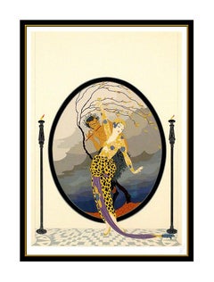 ERTE Color Serigraph Woman Satyr Set Design Signed Romain Tirtoff Deco Artwork