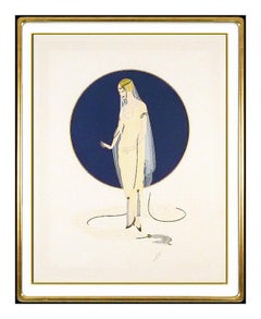 Erte Devotion Original Embossed Serigraph Large Hand Signed Dress Costume Design
