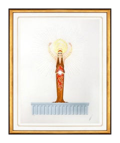 Erte Diana Embossed Hand Signed Color Serigraph Fashion Costume Design Art Deco