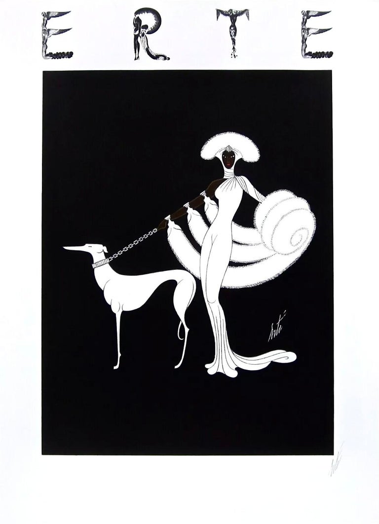 Erté - Erté, Ebony in White, 1982 For Sale at 1stDibs