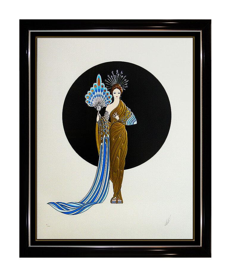 ERTE Embossed Color Serigraph Hand Signed Athena Large Art Deco Fashion Dress - Print by Erté