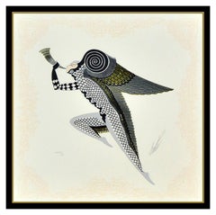 Erte Embossed Color Serigraph Zephyr Signed Deco Artwork Costume Design Tirtoff