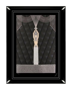 Erte Embossed Pearls Diamonds Color Serigraph Hand Signed Costume Design Artwork