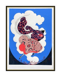 ERTE Embossed Serigraph Original SIGNED Art DECO The Pursuit of Flore Costume