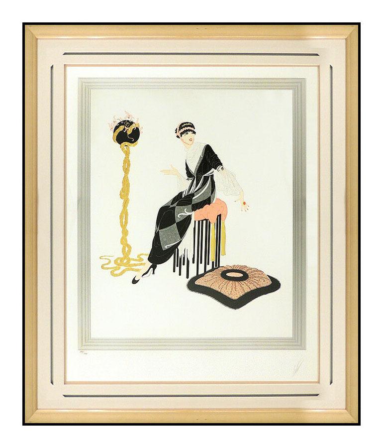 ERTE Harmony Large Embossed Color Serigraph Hand Signed Deco Romain Tirtoff Art - Print by Erté