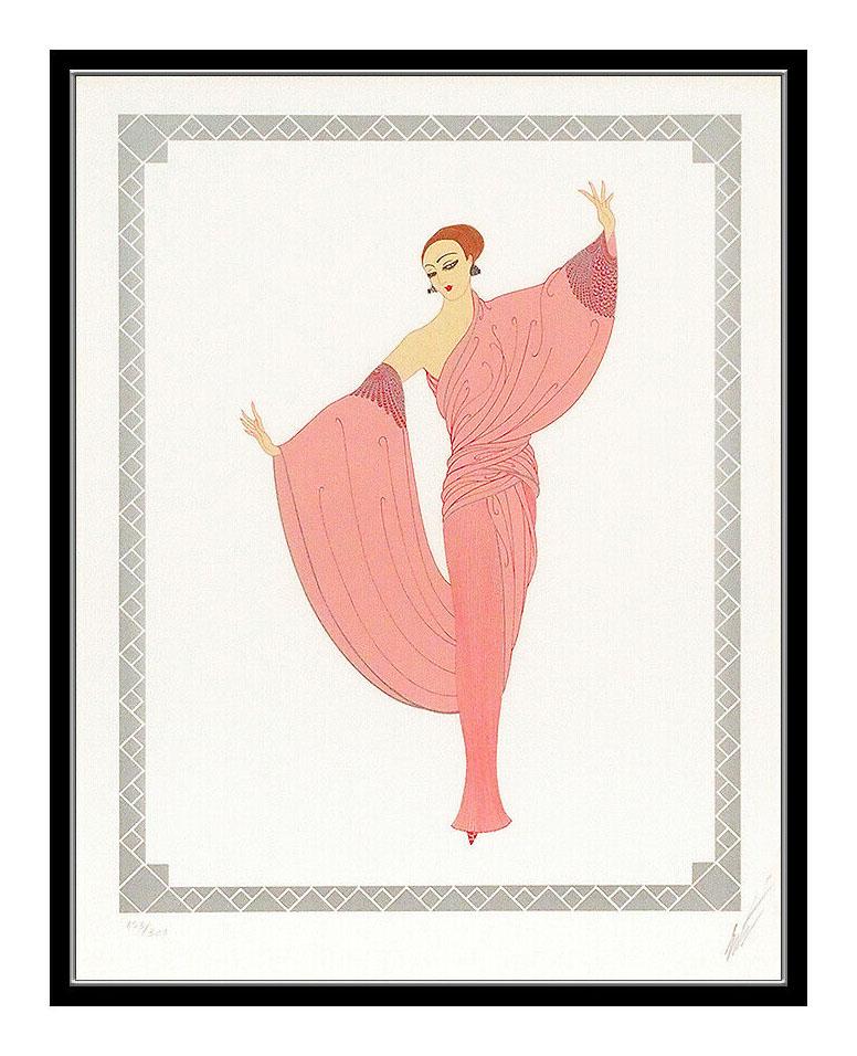 Erte In The Evening Embossed Serigraph Signed Ballet Costume Design Bronze Art - Print by Erté