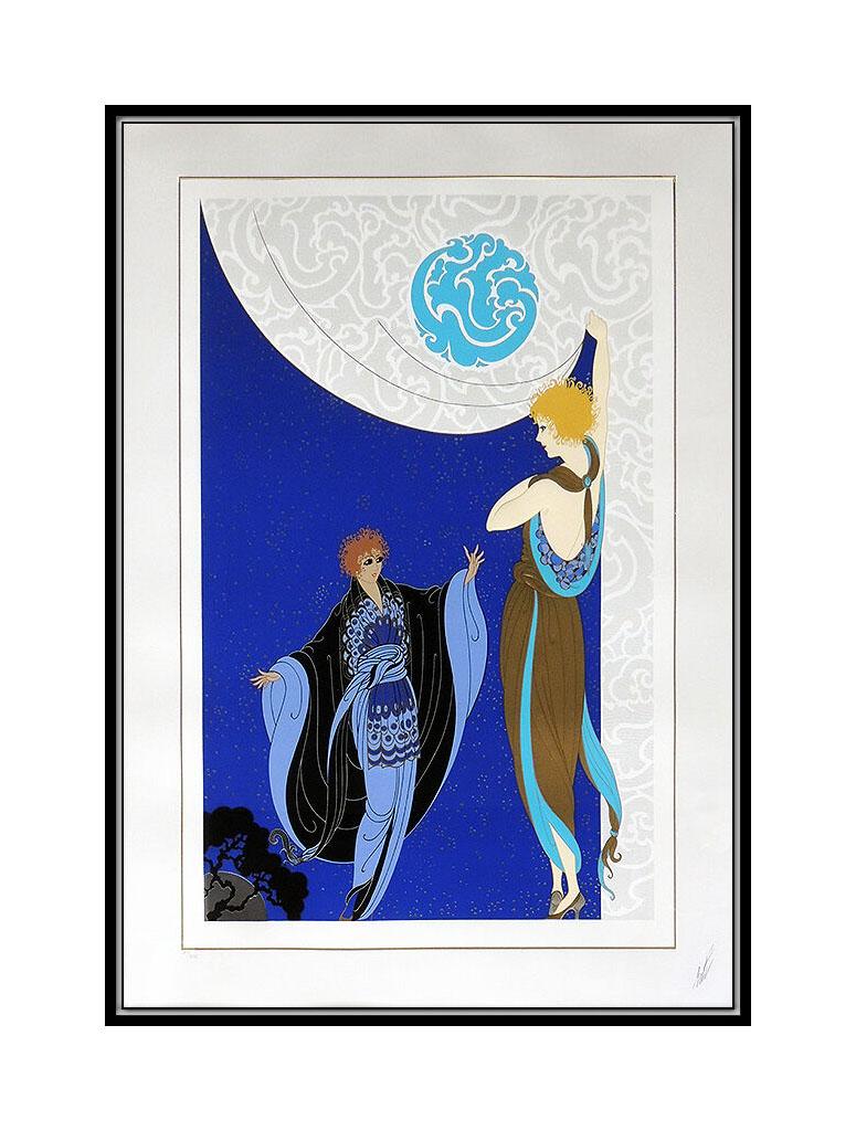 ERTE Large Embossed Color Serigraph Hand Signed Nocturne Costume Set Design Deco - Art Deco Print by Erté