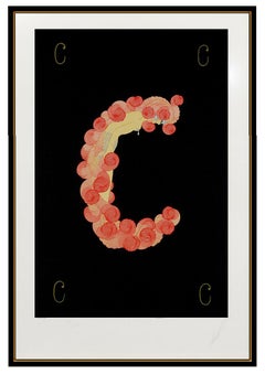 Erte Letter C Color Original Serigraph Alphabet Hand Signed Deco Romain Tirtoff
