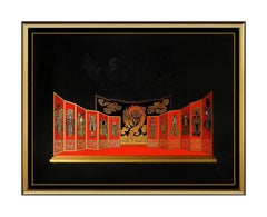 ERTE Mah-jongg Original Large Embossed Color Serigraph Hand Signed Art Deco RARE