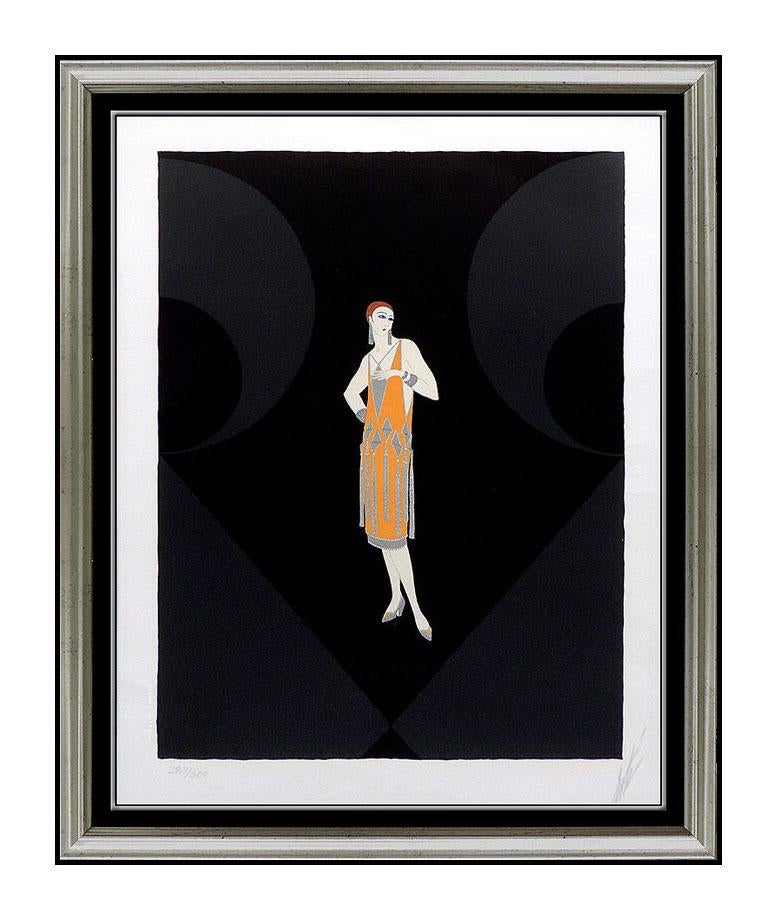 Erté Figurative Print - ERTE Manhattan Mary Color Serigraph Hand Signed Art Deco Costume Design Artwork