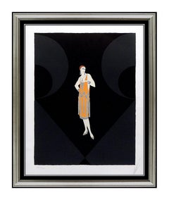 ERTE Manhattan Mary Color Serigraph Hand Signed Art Deco Costume Design Artwork