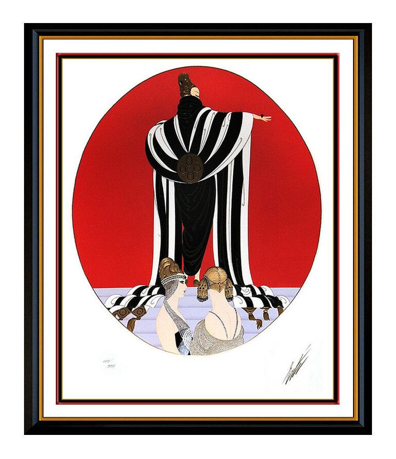 Erte Monaco Original Embossed Serigraph Large Hand Signed Art Deco Costume Dress - Print by Erté
