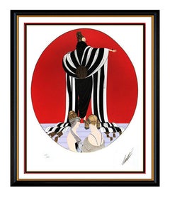 Erte Monaco Original Embossed Serigraph Large Hand Signed Art Deco Costume Dress