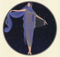 Moonlight Offset Print, Art Deco Style, Circa 1990, Unframed, 20x18"