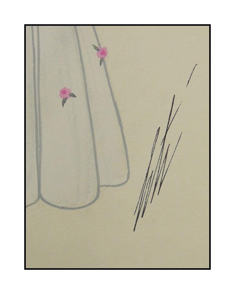 Erte Original Art Deco Costume Dress Design Gouache Painting Signed Tirftoff SBO - Brown Figurative Print by Erté