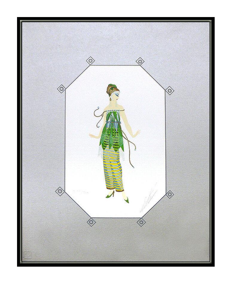 ERTE Original Dinarzade Color Serigraph Signed Deco Artwork Fashion Dress Design - Print by Erté