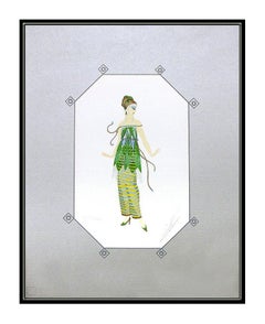 ERTE Original Dinarzade Color Serigraph Signed Deco Artwork Fashion Dress Design