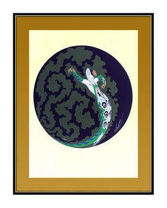 ERTE Original Embossed Art Deco Gold Foil Serigraph Four Emotions Signed Artwork