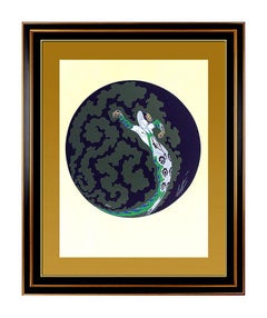 ERTE Original Embossed Art Deco Gold Foil Serigraph Four Emotions Signed Artwork