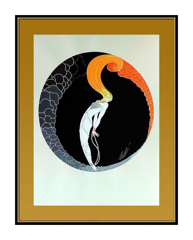 ERTE Original Embossed Serigraph Hand Signed Art Deco L'Amour Bronze Sculpture - Print by Erté